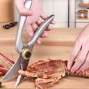 Multifunctional, Heavy-Duty, Large Kitchen Scissors with Non-Slip Handle and Auto Unlock Feature Ideal for Cutting Meat, Poultry, Roasts, Turkey, and Fish Essential Everyday Kitchen Tool.