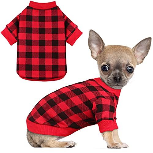 Dog Fleece Sweater for Small Dogs Buffalo Plaid Dog Clothes Soft Thickening Warm Puppy Clothes for Sweater Small Dogs Girl & Boy(S)