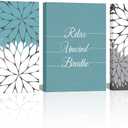 Zlove Blue and Grey Bathroom Wall Decor Dahlia Flower Painting Prints Relax Signs Artwork for Spa Yoga Room, 12"x16", 3Pcs