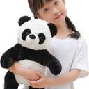 18" Panda Bear Stuffed Animal Plush Toy Cute Soft Body Doll Pillow Kawaii Giant Panda, Gift for Kids Boy Girl Birthday Valentines Christmas (Black 18 Inches)