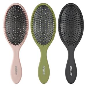 Conair Detangling Hair Brush Set, 3-Pack Detangler Brushes for Wet or Dry Hair, Gentle Detangler for All Hair Types, Bristle Hair Brushes for Women, Evergreen, Blush Pink, Black Assorted