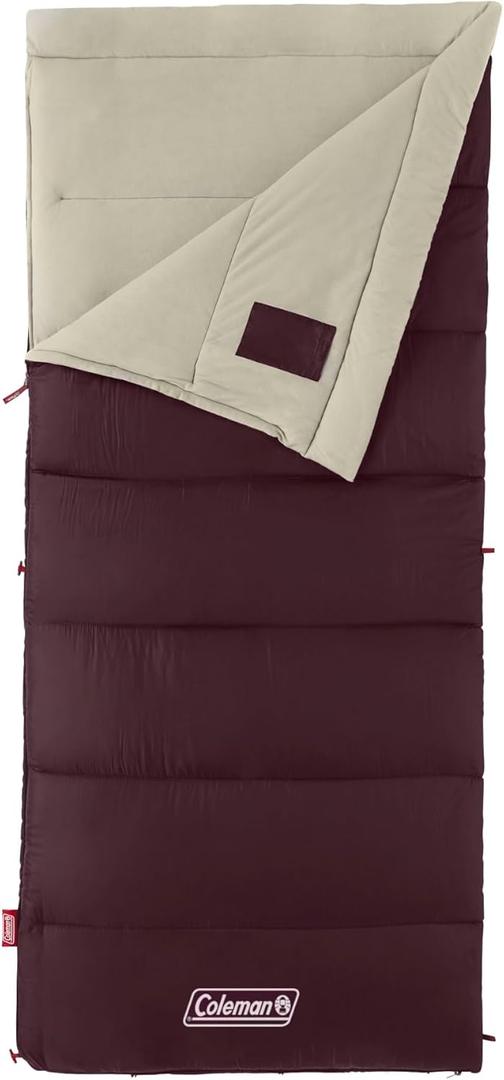 Coleman Autumn Glen Sleeping Bag, Lightweight Sleeping Bag with No-Snag Zipper & Storage Stuff Sack, Machine Washable for Easy Cleaning, Great for Camping, Sleepovers, & Guests