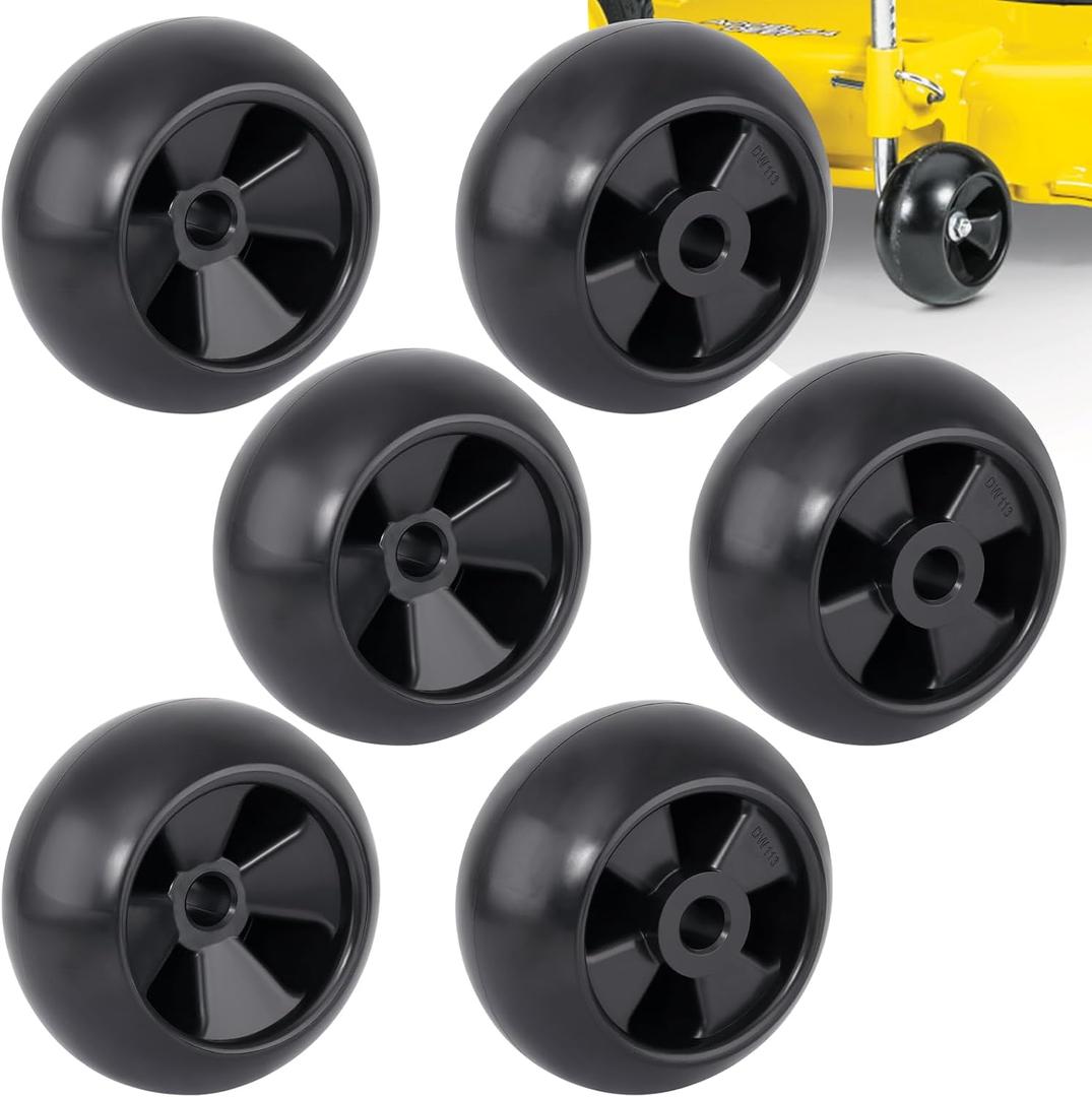 Lawn Mower Deck Wheels 6 Pack 5" Anti Scalp Deck Wheels Kit Replace for John Deere AM116299 AM125172 AM133602 M111489 Replace for MTD 734-04039 753-04856 734-3058 (Black-Single Wheel)