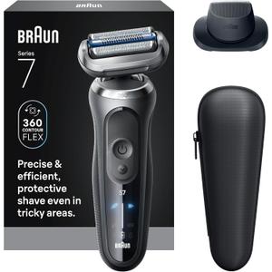 Braun Electric Shaver for Men, Series 7 7120s, Wet & Dry Shave, Turbo & Gentle Shaving Modes, Waterproof Foil Shaver, with Precision Trimmer, Space Grey (3 Piece Set)