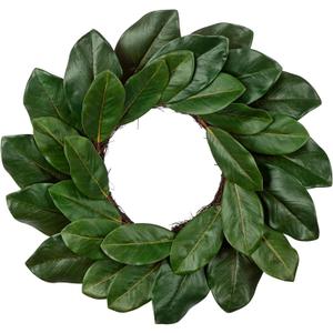 Briful 20 Inch Magnolia Wreath for Front Door, Artificial Magnolia Leaf Wreath with Dual-Tone Green Leaves Faux Greenery Wreath for Farmhouse Door Decor Wall Window Mantel Indoor Outdoor Decor
