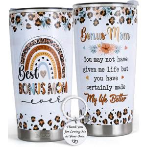 Gifts for Bonus Mom from Son, Daughter - Best Bonus, Step Mom Ever Gifts - 20oz Tumbler with Straw - Christmas, Mother's Day, Birthday Gifts