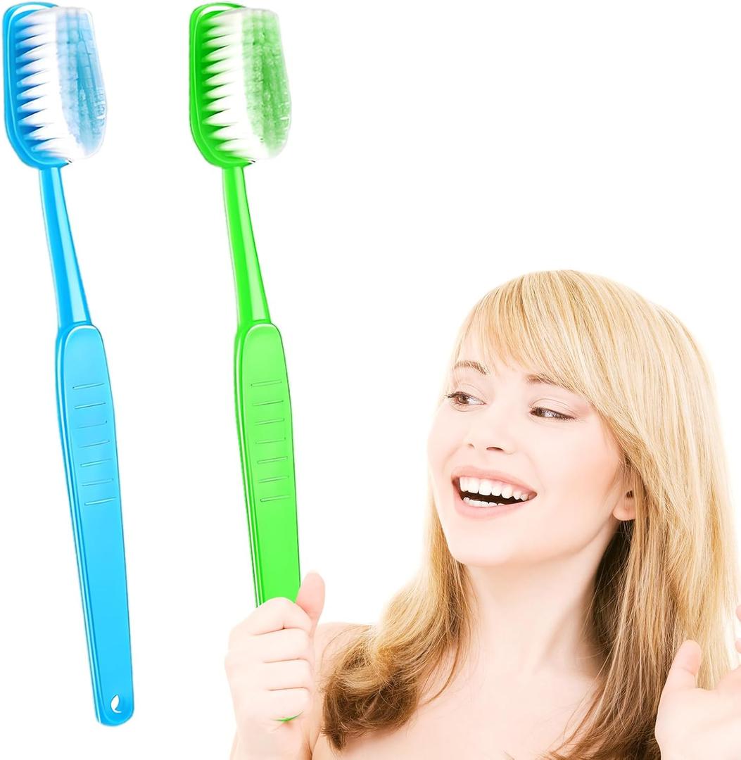 2 Pack 15.75x1.57 Inches Giant Toothbrush Props, Oversized Gag Novelty Bath Brushes, Huge Comedy Item for Costume Accessory, Photo Shoots, Party Favors, Pet Grooming, Green and Blue