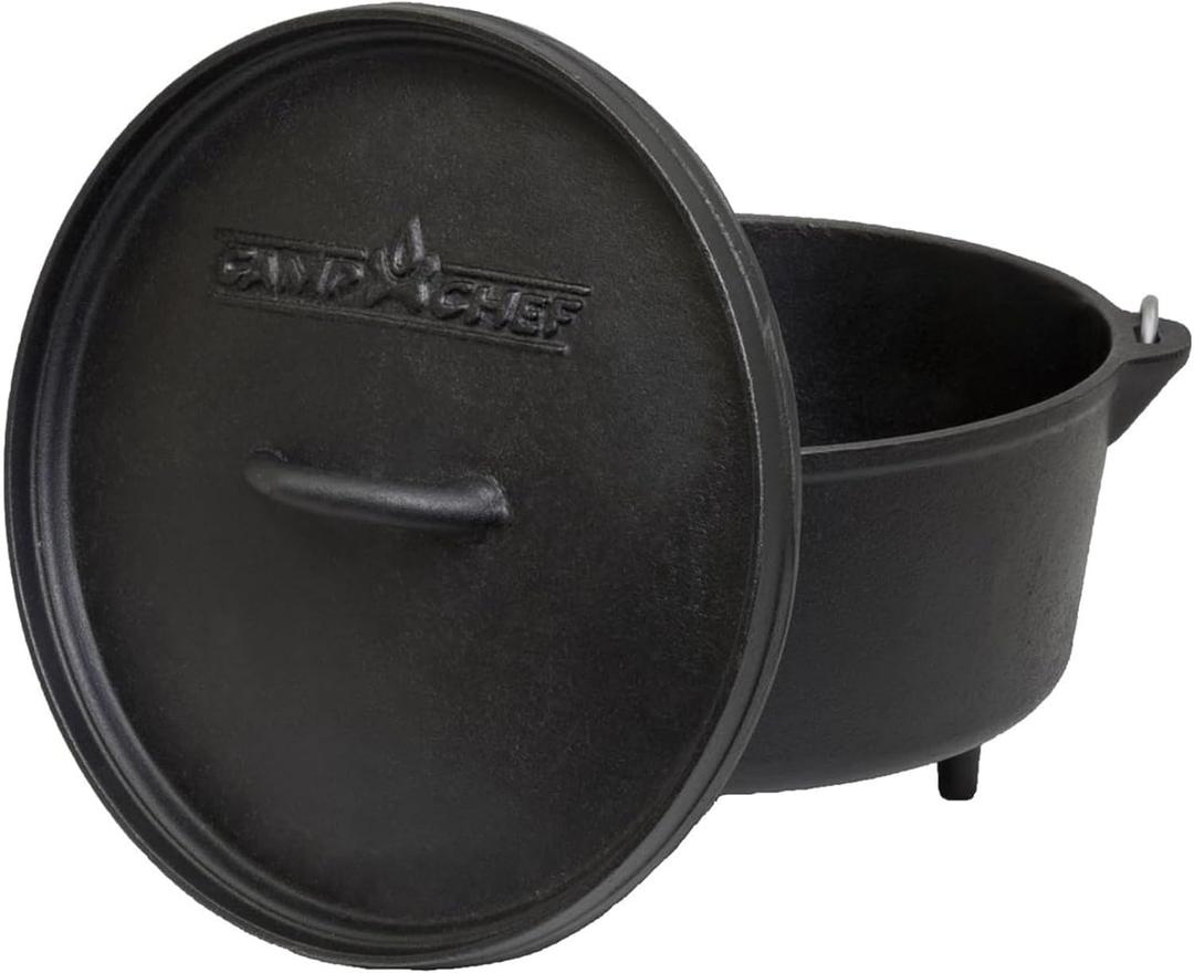 Camp Chef Classic 10-Inch Deep Prong Horn Tru Seasoned Cast Iron Dutch Oven