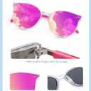 Retro Round Sunglasses for Women, Pink Sunglasses Womens with Classic Trendy Frame Sunnies Shades UV400 Blocking (Pink+light Blue)