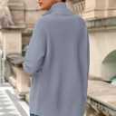 PRETTYGARDEN Women Spring 2026 Long Sleeve Zip Up Cardigan Sweaters Casual Loose Collared Ribbed Knit Tops Jackets Thumb Hole (Gray, L)