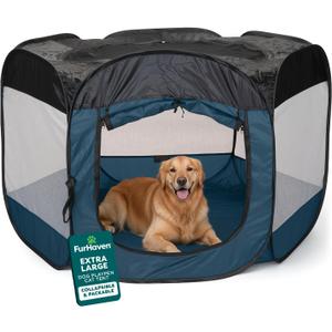 FurHaven Portable Pet Playpen for Dogs & Cats, Extra Large Indoor Kitten Playpen with Mesh Sides, Foldable Dog Playpen for Large Dogs, Pop Up Travel Dog Pen, X-Large, Sailor Blue