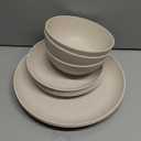 Grow Forward 16-piece Premium Wheat Straw Dinnerware Sets for 4 - Unbreakable Dishwasher & Microwave Safe Plastic Plates and Bowls Sets - Patio, Outdoors, RV, Camping Dishes - Sahara