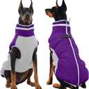 Dog Winter Jacket Cozy Reflective Waterproof Windproof Warm Pet Garment,Comfortable Cold Weather Fleece Apparel Outfits with Zipper Closure for Small Medium Large Dogs Puppy Walking,XXX-Large (Purple)
