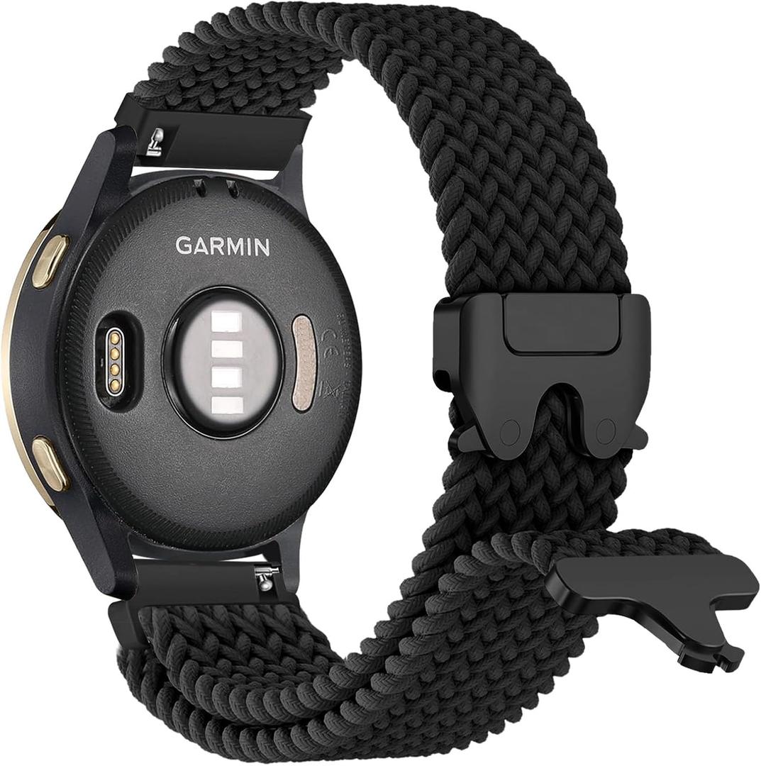 18mm 20mm 22mm Braided Bands Compatible with Garmin Venu 2S/3S/Venu/Venu 2/3,Vivoactive 6/5/3/Forerunner 165/55/645/245/Vivoactive 4S/4,Parachute Buckle Soft Stretchy Nylon Band for Women Men