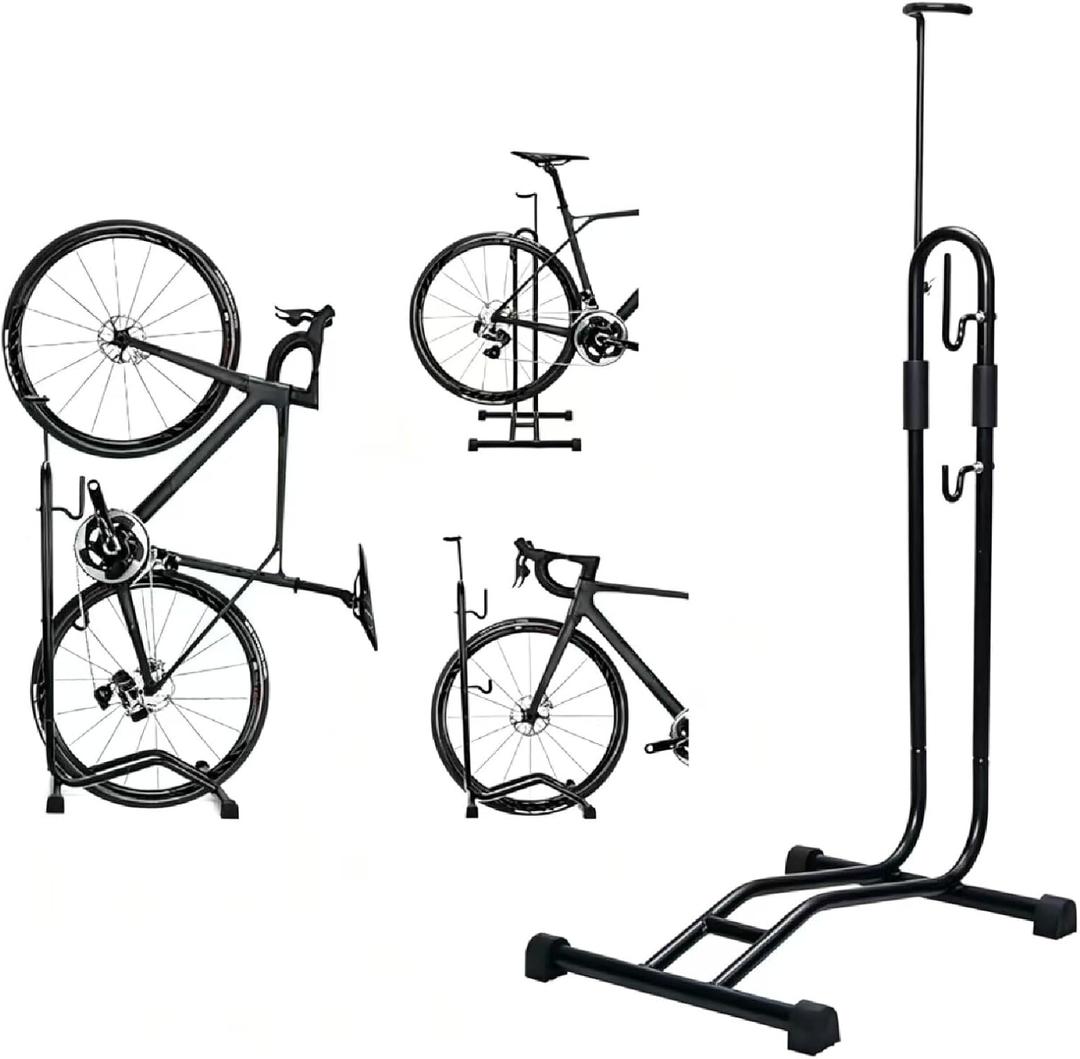 Adjustable Height Vertical Bike Stand for 24"-29" Standard Bikes,Bike Rack with Maintenance Function,Maximum Load Capacity of 44 Lbs, Space-Saving Indoor Bicycle Stand for Garage,Apartment