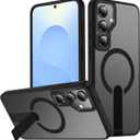 EMMTIPU Galaxy S25+ Plus Case with Stand, Compatible with MagSafe Wireless Charging, [Military Drop Protection] Non-Slip Shockproof Magnetic Phone Case Cover for Samsung Galaxy S25+ (Black)
