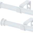 Curtain Rods 2 Pack 5/8 inch Curtain Rods for Windows 30 to 45 Inch with Brackets Easy to Install for Bedroom Living room Kitchen,White