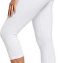 we fleece Women’s Soft Capri Leggings for Women-High Waisted Tummy Control Non See Through Workout Running Black Leggings Yoga Pants (White, Large-X-Large)