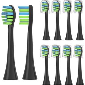 YMPBO 10 Pack Toothbrush Replacement Heads Compatible with 7AM2M AM100/AM105/AM110 Electric Toothbrush, Soft Brush Bristles, Black