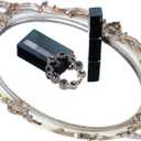 Zosenley Polyresin Ellipse Antique Decorative Mirror Tray, Makeup Organizer, Jewelry Organizer, Serving Tray, 9.8x 14.6, Golden Silver