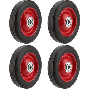 PINGEUI 4 PCS 8 Inch Solid Rubber Tire, Flat Free Solid Rubber Wheels, Hand Truck Replacement Wheels, 1/2-Inch Axle Hole, 220 lbs Max Load-Bearing Capacity