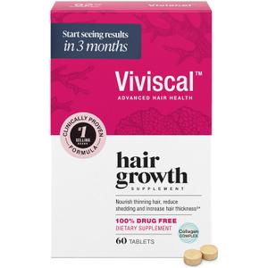 Viviscal Hair Growth Supplements For Women For Thicker, Fuller Hair, Nourishes Thinning & Loss, With Proprietary Collagen Complex, 60 Tablets, 1 Month Supply