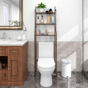 3-Shelf Bathroom Organizer Over The Toilet Space Saver Over The Toilet Rack Bathroom Corner Stand Storage Organizer, Brown, 19 inches x 9 inches x 63 inches