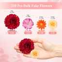 210 Pcs Mini Silk Flower Heads Small Fake Rose Daisy Faux Flowers Bulk for Crafts Artificial 3D Loose Fabric Flowers Heads Sunflower Bulk for Wedding Hair Cap Dresses Decorations (Bright Colors Mixed)