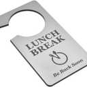 Lunch Break Door Hanger - Be Back Soon Sign (Silver)