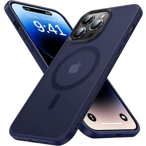 Strong Magnetic for iPhone 14 Pro Max Case [Compatible with MagSafe][10FT Military Grade Protective] Shockproof Translucent Matte Slim Case for iPhone 14 Pro Max Phone Case (6.7"), Deep Blue