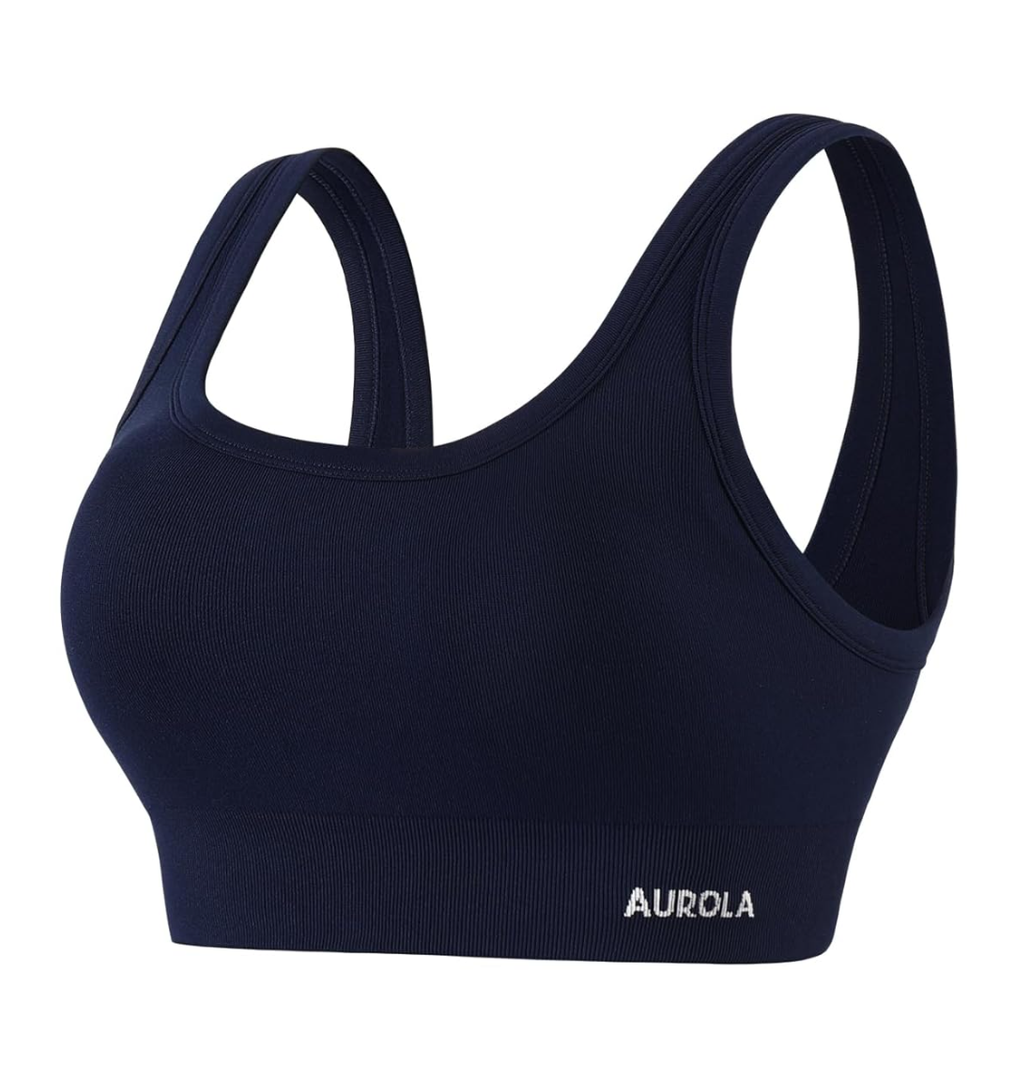 AUROLA Power Sports Bras for Women - Push Up Workout Bra Square Neck Yoga Bra Padded Low Impact Gym Bra Crop Top, S