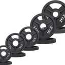 Fitvids Barbell 2-Inch Olympic Cast Iron Plate Weight Set 95 Pounds, Black