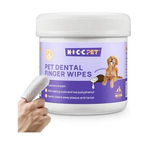 HICC Pet Teeth Cleaning Wipes for Dogs & Cats, Vet-Recommended Remove Bad Breath & Plaque & Tartar Buildup, Dog Tooth Brushing Kit, Dog Breath Freshener, Dogs Toothbrush & Toothpaste Alternatives