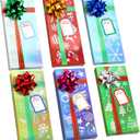 ceiba tree 24 PCS Christmas Holder Boxes Money Holders for Cash 6.5X2.8 inch with Bows and Gift Name Stickers Holiday Xmas Small Mini Boxes