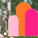 FYSUIMU 3 Pcs Pink Orange Arch Backdrop Covers Stretchy Spandex Arch Stand Fabric Cover for Wedding Birthday Baby Bridal Shower Anniversary Ceremony Party Decoration (4ft/5ft/6ft)