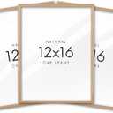 12x16in Oak Wood Picture Frame Set of 3,12"x16" Beige Minimalist Wooden Poster Frames,Natural Solid Wood Picture Frame for Wall Art,Photos,Prints, 16"L x 12"W 3Pack