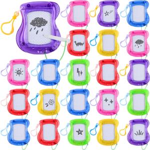 Aodaer 12 Pieces Mini Magnetic Drawing Board with Pen 4 Inch Backpack Keychain Clip Drawing Boards Erasable Doodle Board Sketch Pad Drawing Tablet for Birthday Gifts Car Trip Educational Toys