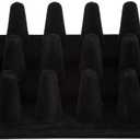 Foraineam 2 Pack Finger Ring Display Black Velvet 18 Slot Jewelry Counter Showcase Storage Organizer Holder