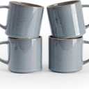 famiware Nature Coffee Mugs Set of 4, 14 oz Coffee Mug Set, Coffee Cups with Handle for Coffee, Tea, Cocoa and Milk, Microwave and Dishwasher Safe, Light Blue (4pcs, Nature-Light Blue)