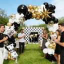 PageebO Graduation Balloon Garland Arch Kit, 150Pcs Black and Gold White Balloons with Graduation Certificate Star Foil Balloons For Graduation Party Class of 2026 Grad Prom Decorations