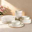 AmorArc Stoneware Dinnerware Sets for 8,24 Pcs Plates and Bowls Set