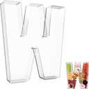 13.8" Extra Large Acrylic Letter Charcuterie Board Box, Reusable Fillable Letter Cake Candy Dish Display Serving Tray for Birthday Anniversary Party Decoration (W)