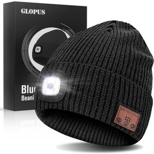 Stocking Stuffers for Adults Men, Bluetooth Beanie Hat with Light, Christmas Stocking Stuffers for Teen Boys (Black)