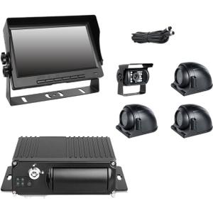 1080P Waterproof Night Vision AHD Car Dvr 4 Camera+4CH SD Truck Bus Taxi Video Recorder Mdvr+7Inch Car Monitor for Car Security (Color : MDVR Kits 32G SD)