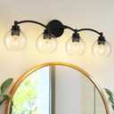 4-Light Vanity Light Fixture Over Mirror,Globe Bathroom Light with Clear Glass,Modern Black Wall Sconce,ZCVL02BK-4