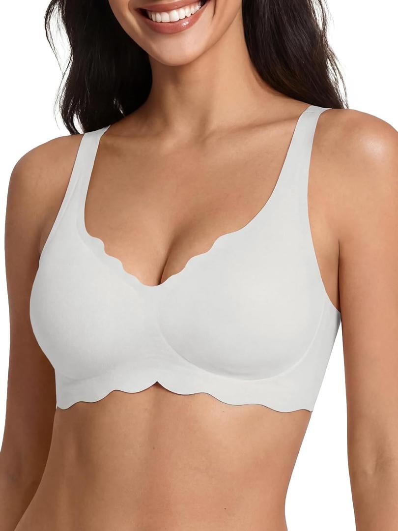 Tankaneo Womens Wireless Jelly Bras No Underwire Soft Bralette Comfortable Full Coverage Seamless T Shirt Bra (XX-Large)