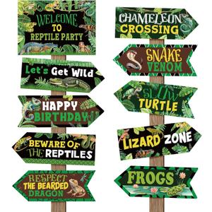 20 Pieces Reptile Birthday Party Decorations Welcome to Reptile Party Directional Signs Swamp Lizard Snake Alligator Reptile Birthday Party Supplies Wall Door Porch Yard Sign