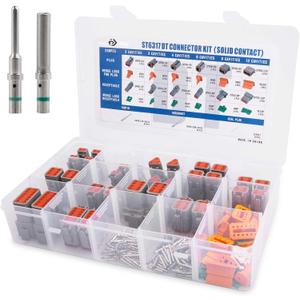 JRready 238PCS DT Connector Waterproofing Kit, 2-12 Pin Deutsch DT Connectors with 82 Pairs Size 16 Solid Contacts for Automotive & Marine Repair (ST6317)