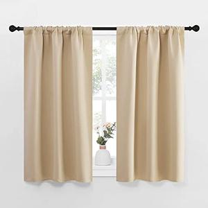 NICETOWN Blackout Room Darkening Curtains - Home Decoration Light & Noise Reducing Thermal Insulated Window Draperies with Rod Pocket Top (Biscotti Beige, 2 Panels, 34"W x 42"L )