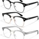 racico Blue Light Glasses for Men & Women - Mixed Material + Metal Frames with UV Protection Coating (A2 All Black/Bright Black/Grey)